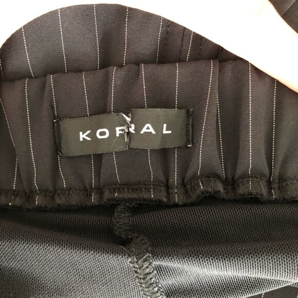 Koral Black Pinstripe Skort Pointed Skirt Hem  Over Mesh Shorts - Picture 7 of 7